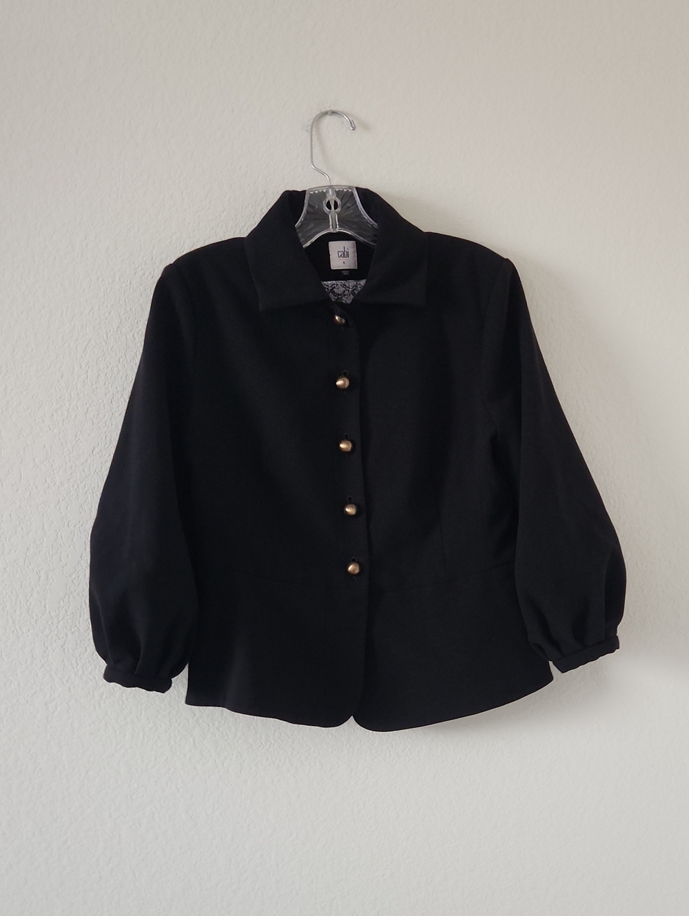CAbi Black Blazer with Puff Sleeves